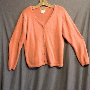 Coldwater Creek peach cotton long sleeve cardigan sweater size large